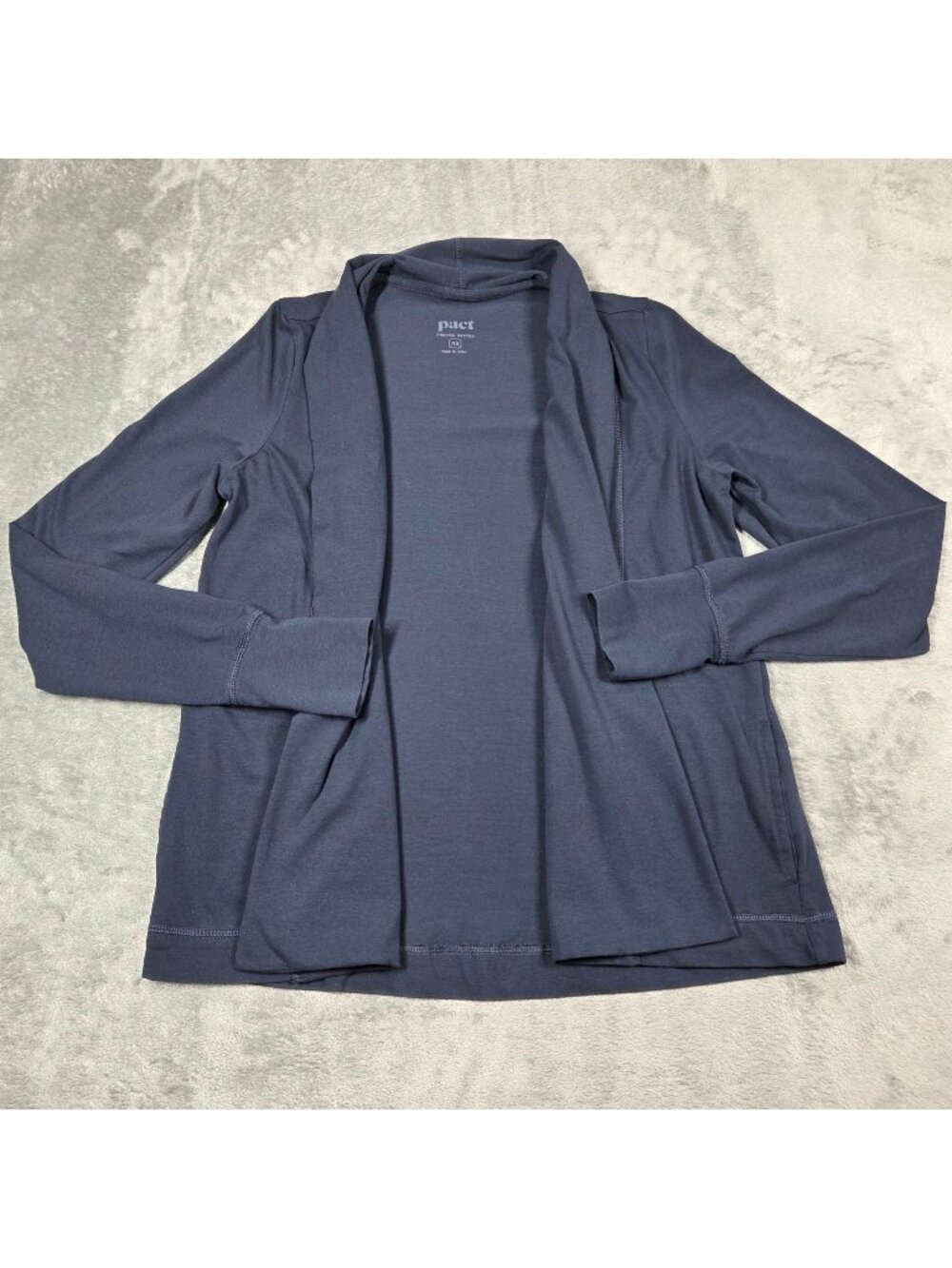 Pact Top Womens XS Navy Organic Cotton Luxe Essential Swing Travel Cardigan
